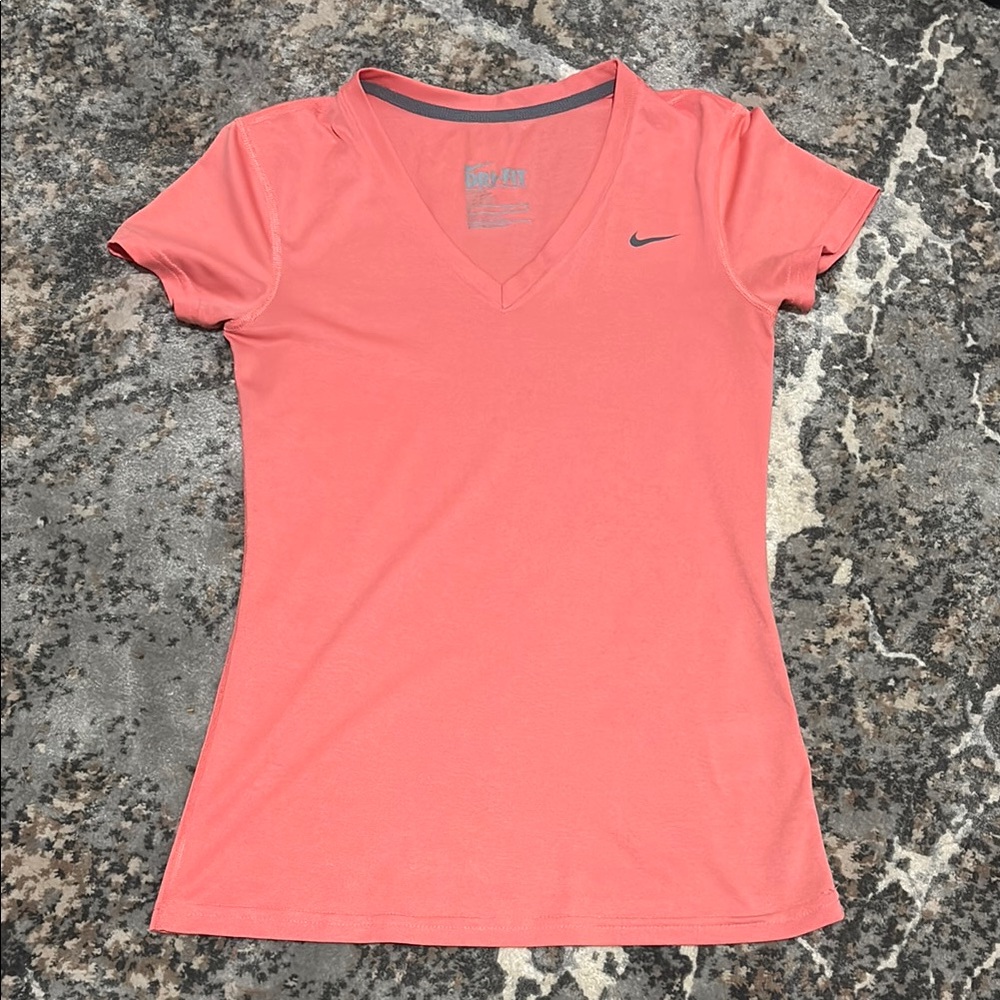 Nike Coral V-Neck Dri-FIT Short Sleeve T-Shirt